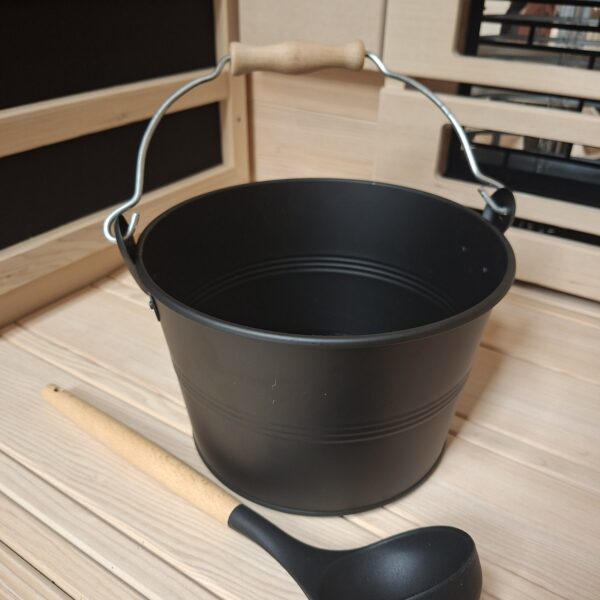 Sauna set emmer en lepel zwart - Afbeelding 1