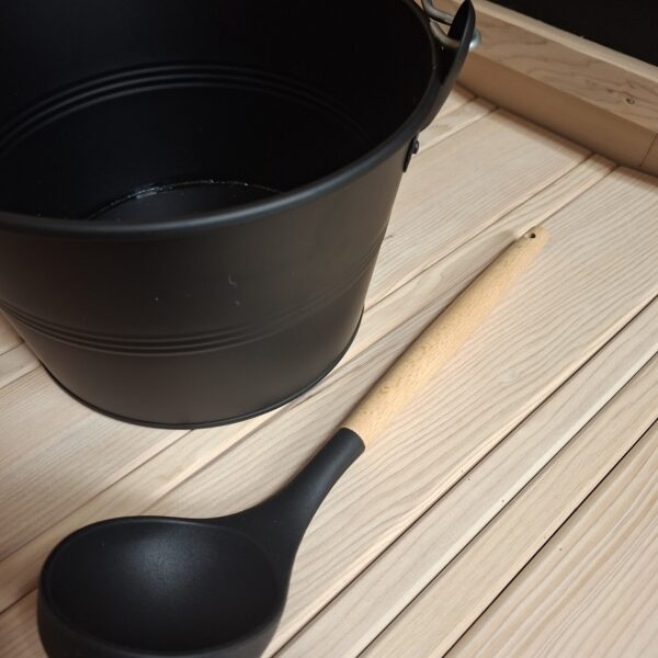 Sauna set emmer en lepel zwart - Afbeelding 2